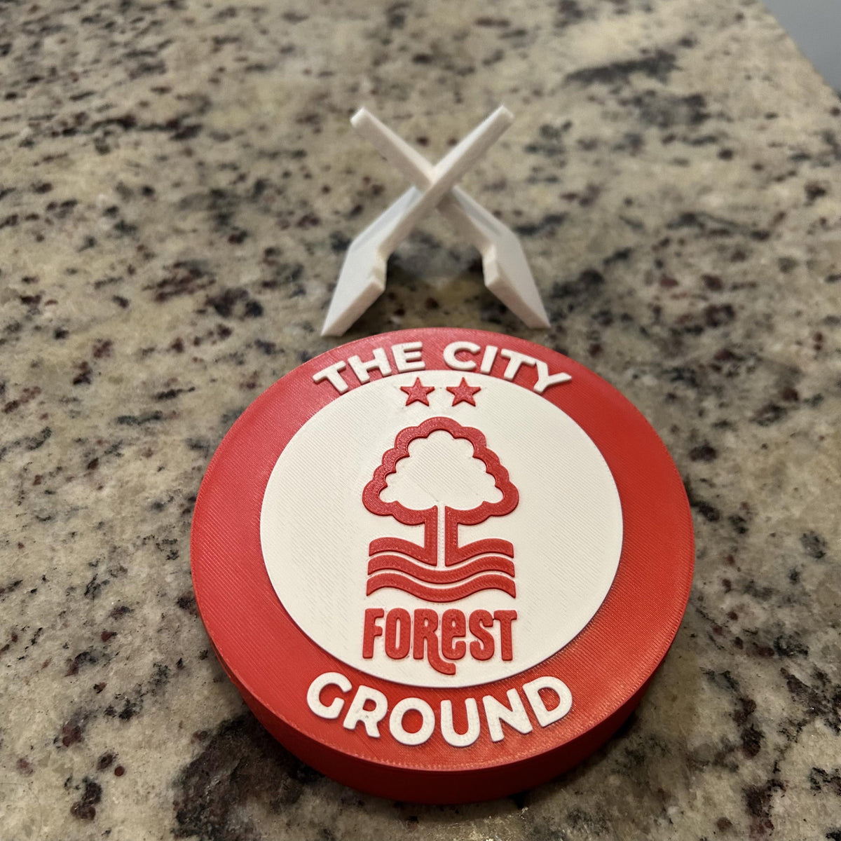 Nottingham Forest Personalized Roundel Display & Stash Box with stand; 3D printed fan gift, made in USA