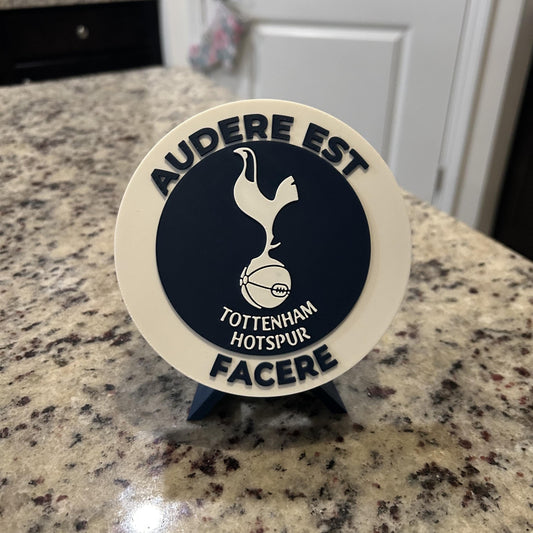 Tottenham Hotspur Personalized Roundel Display & Stash Box with stand; 3D printed fan gift, made in USA