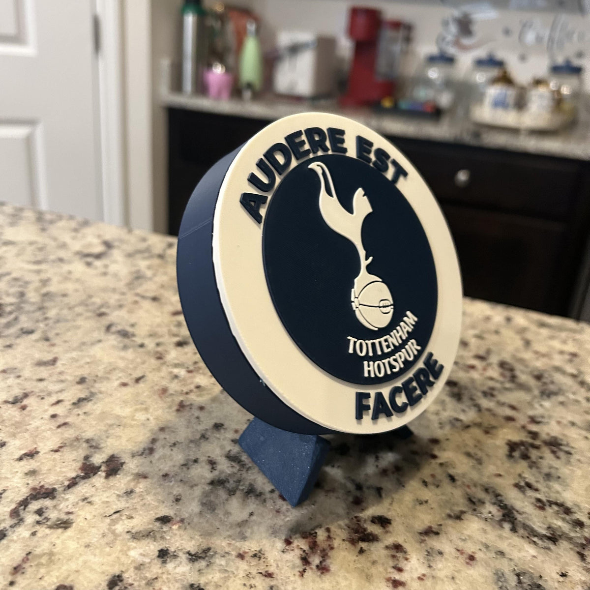 Tottenham Hotspur Personalized Roundel Display & Stash Box with stand; 3D printed fan gift, made in USA