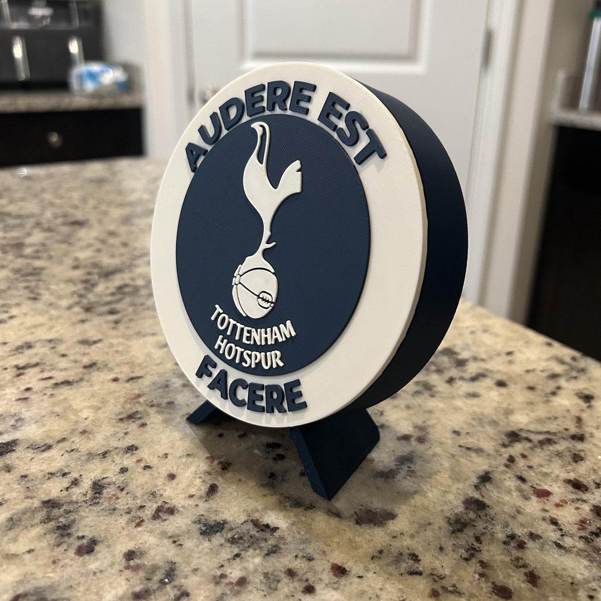 Tottenham Hotspur Personalized Roundel Display & Stash Box with stand; 3D printed fan gift, made in USA