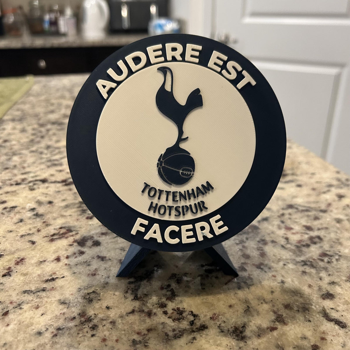 Tottenham Hotspur Personalized Roundel Display & Stash Box with stand; 3D printed fan gift, made in USA