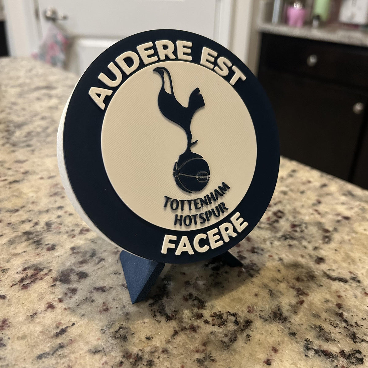 Tottenham Hotspur Personalized Roundel Display & Stash Box with stand; 3D printed fan gift, made in USA