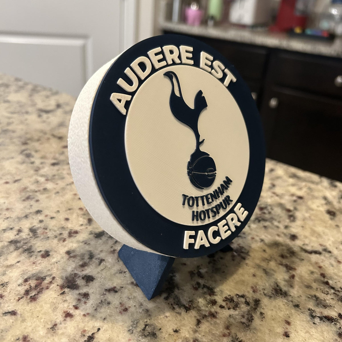 Tottenham Hotspur Personalized Roundel Display & Stash Box with stand; 3D printed fan gift, made in USA