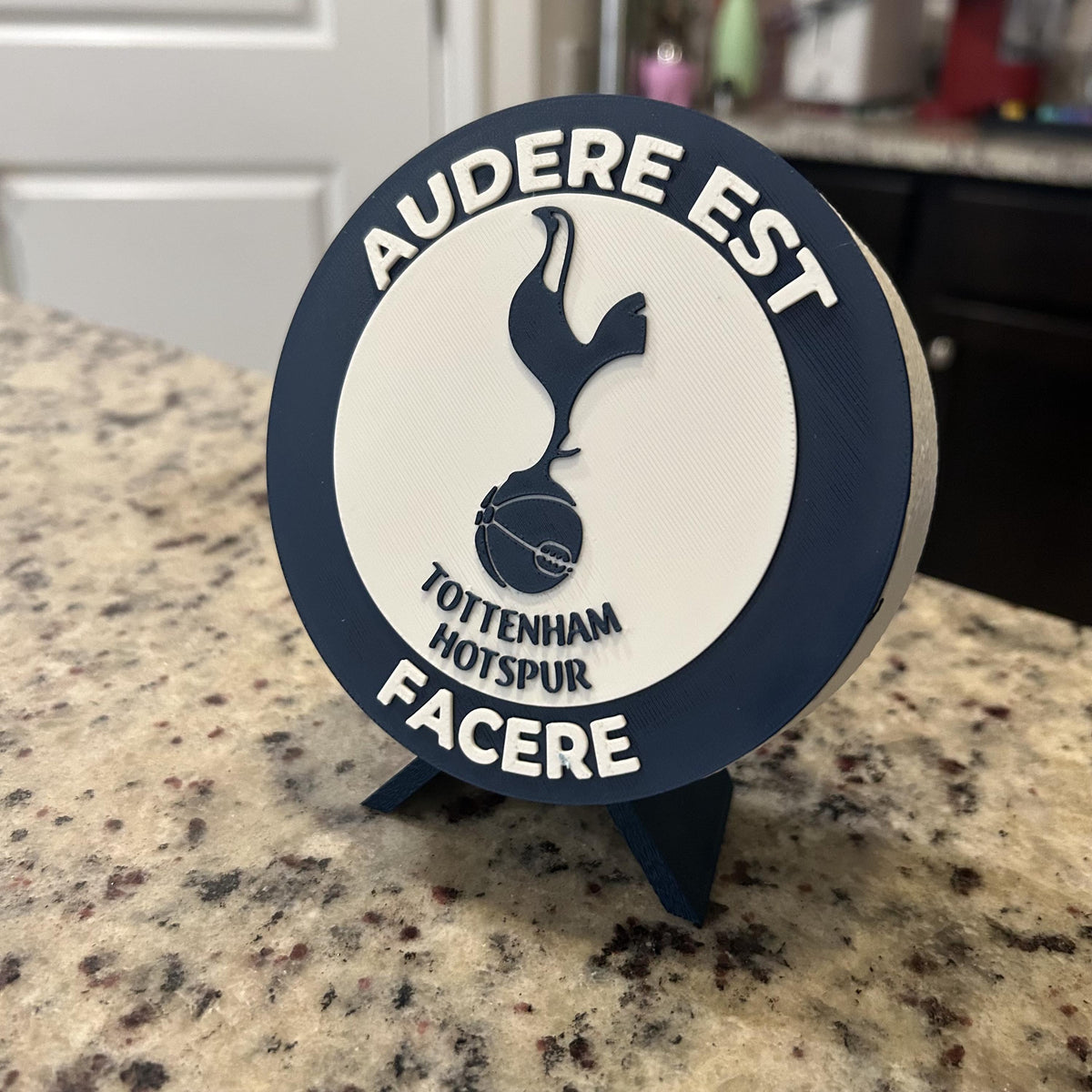 Tottenham Hotspur Personalized Roundel Display & Stash Box with stand; 3D printed fan gift, made in USA