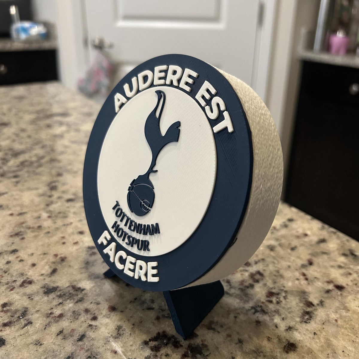 Tottenham Hotspur Personalized Roundel Display & Stash Box with stand; 3D printed fan gift, made in USA