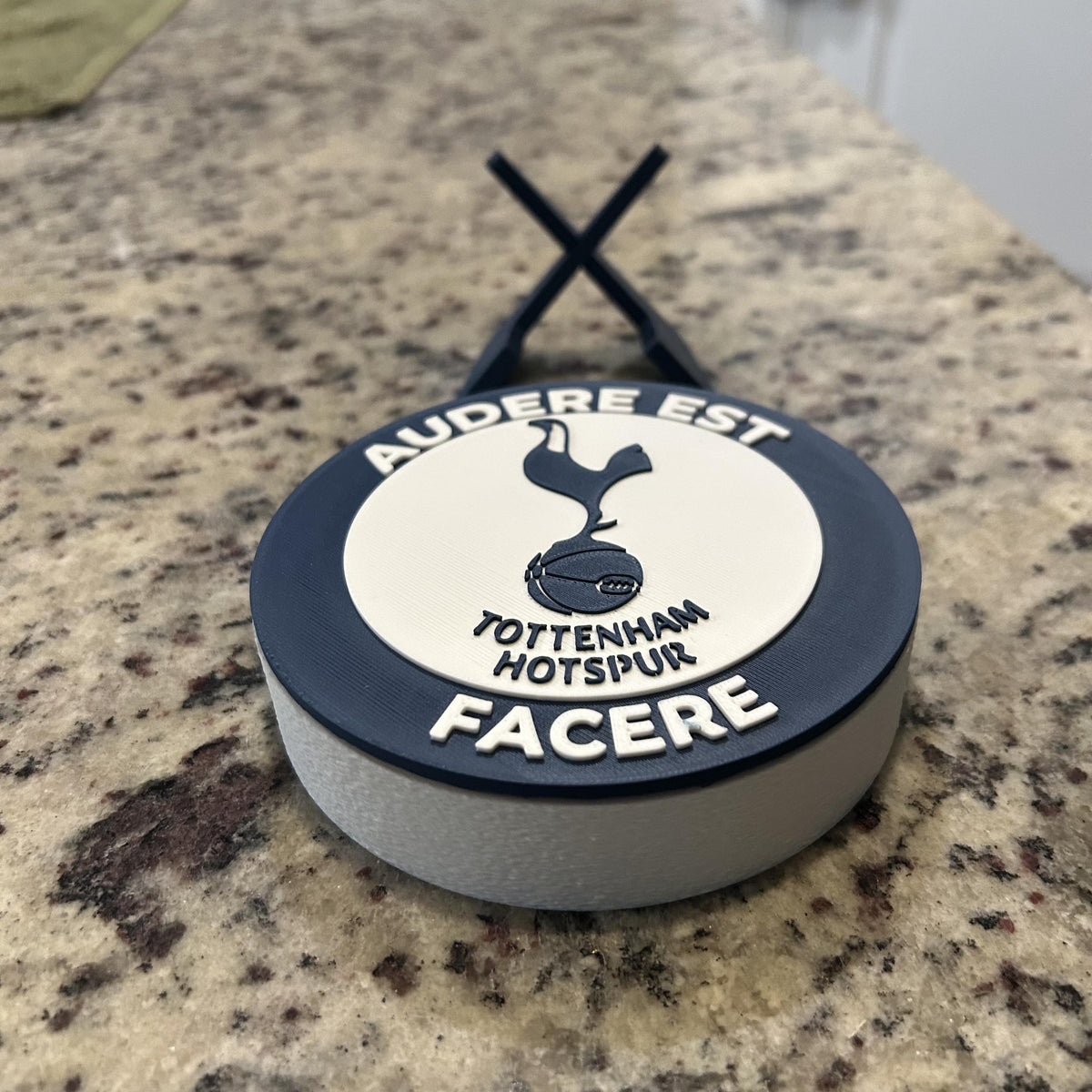 Tottenham Hotspur Personalized Roundel Display & Stash Box with stand; 3D printed fan gift, made in USA