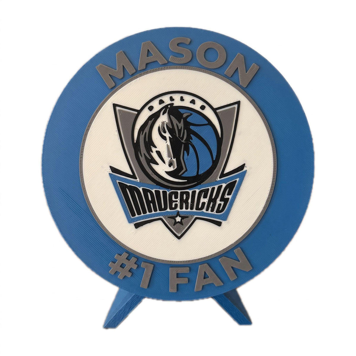 3D Printed Dallas Mavericks Personalized Roundel Display & Stash Box with stand; 3D printed fan gift, made in USA