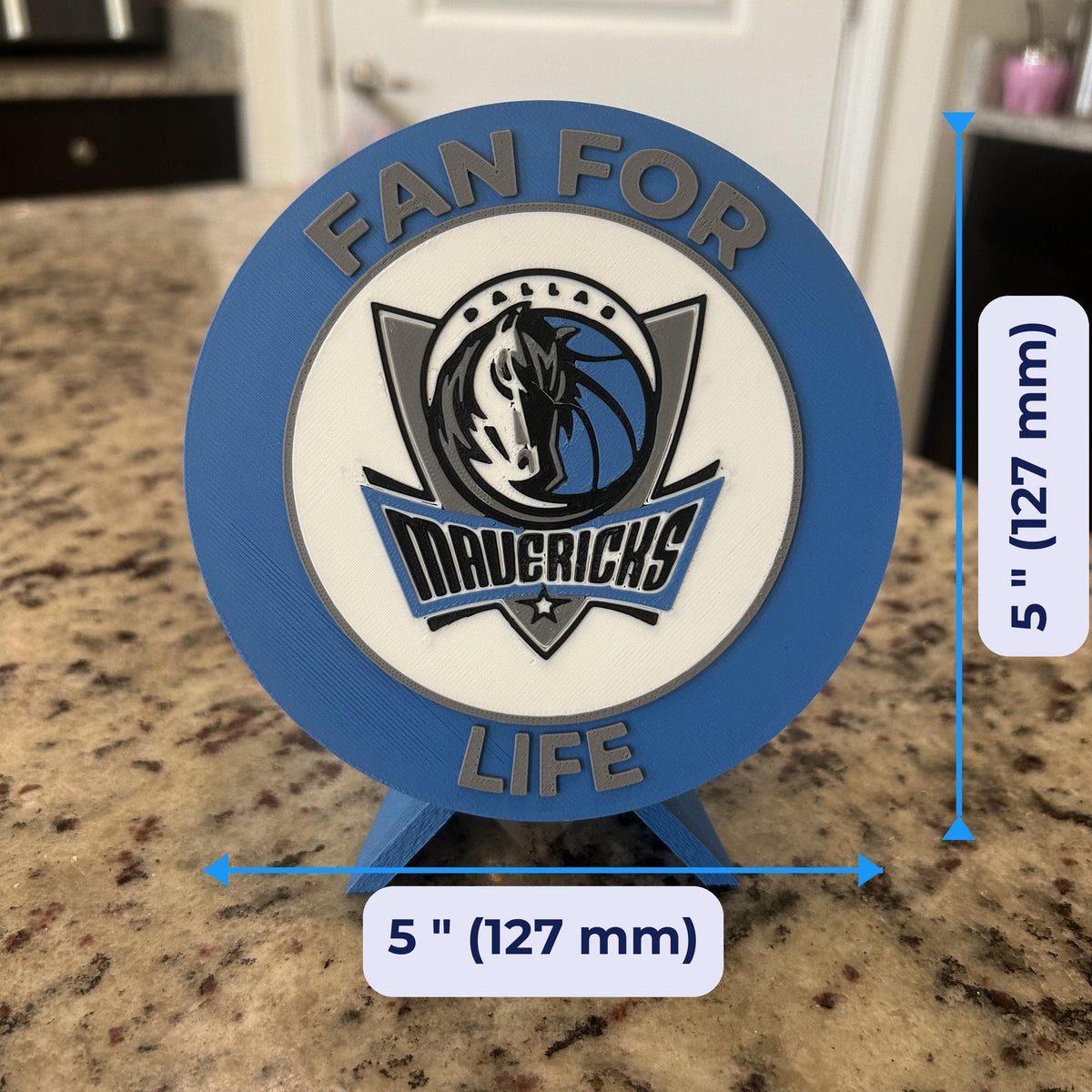 3D Printed Dallas Mavericks Personalized Roundel Display & Stash Box with stand; 3D printed fan gift, made in USA