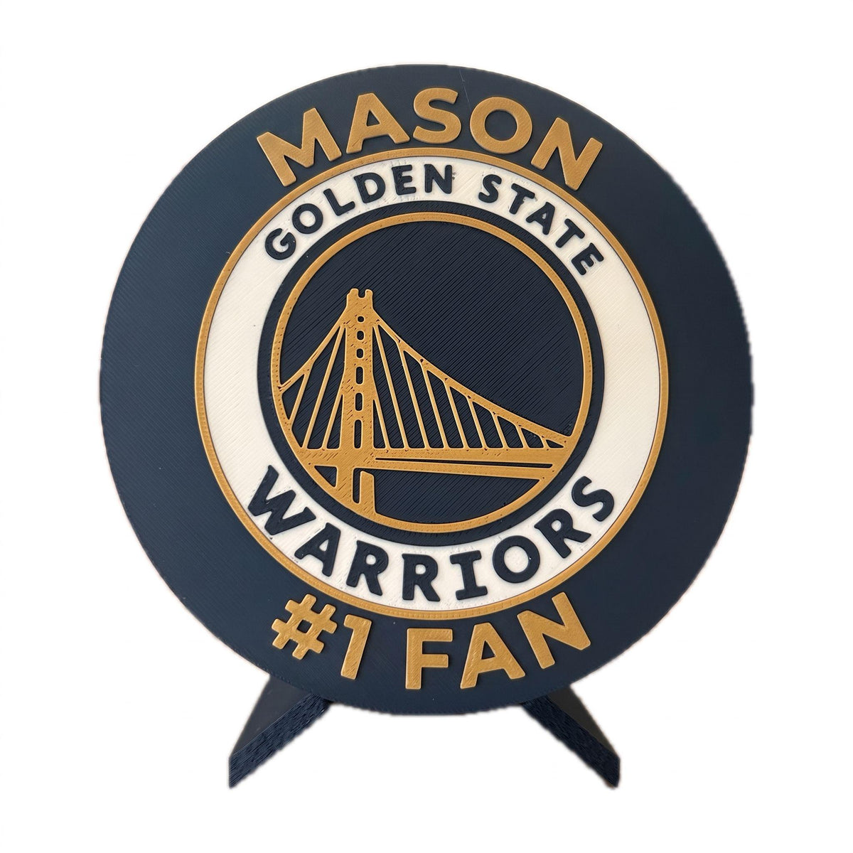3D Printed Golden State Warriors Personalized Roundel & Stash Box with stand; 3D printed fan gift, made in USA