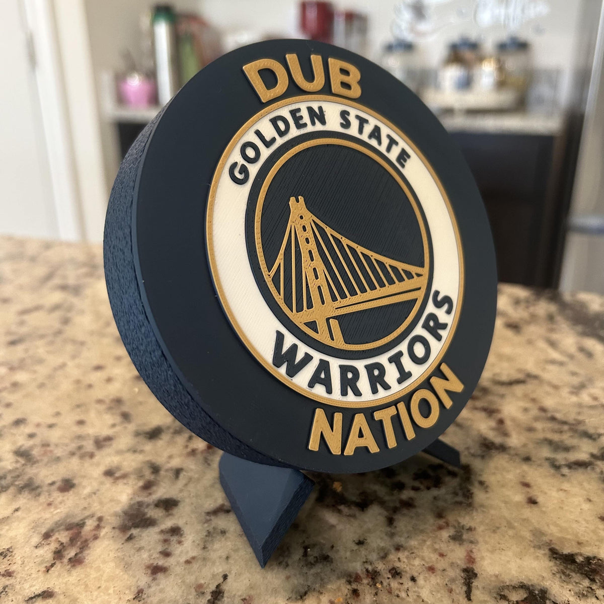 3D Printed Golden State Warriors Personalized Roundel & Stash Box with stand; 3D printed fan gift, made in USA