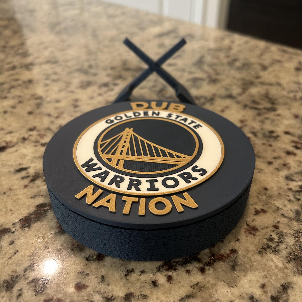 3D Printed Golden State Warriors Personalized Roundel & Stash Box with stand; 3D printed fan gift, made in USA