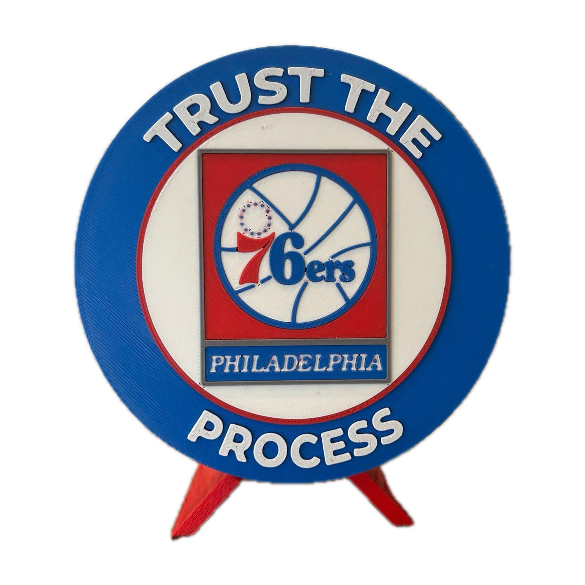3D Printed Philadelphia 76ers Personalized Roundel Display & Stash Box with stand; 3D printed fan gift, made in USA