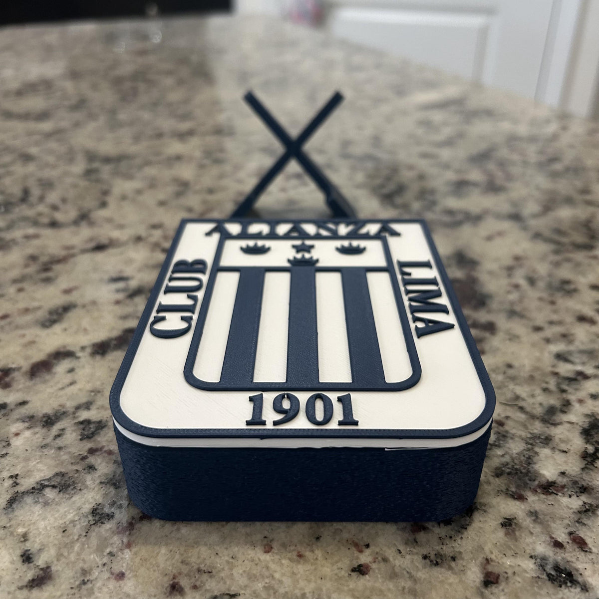 Alianza Lima 3D Printed Crest Display with Stand; 3D printed fan gift, made in USA