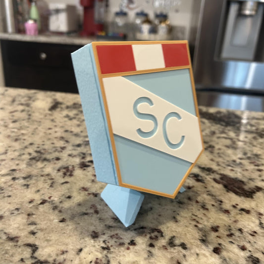 Sporting Cristal 3D Printed Crest Display with Stand; 3D printed fan gift, made in USA