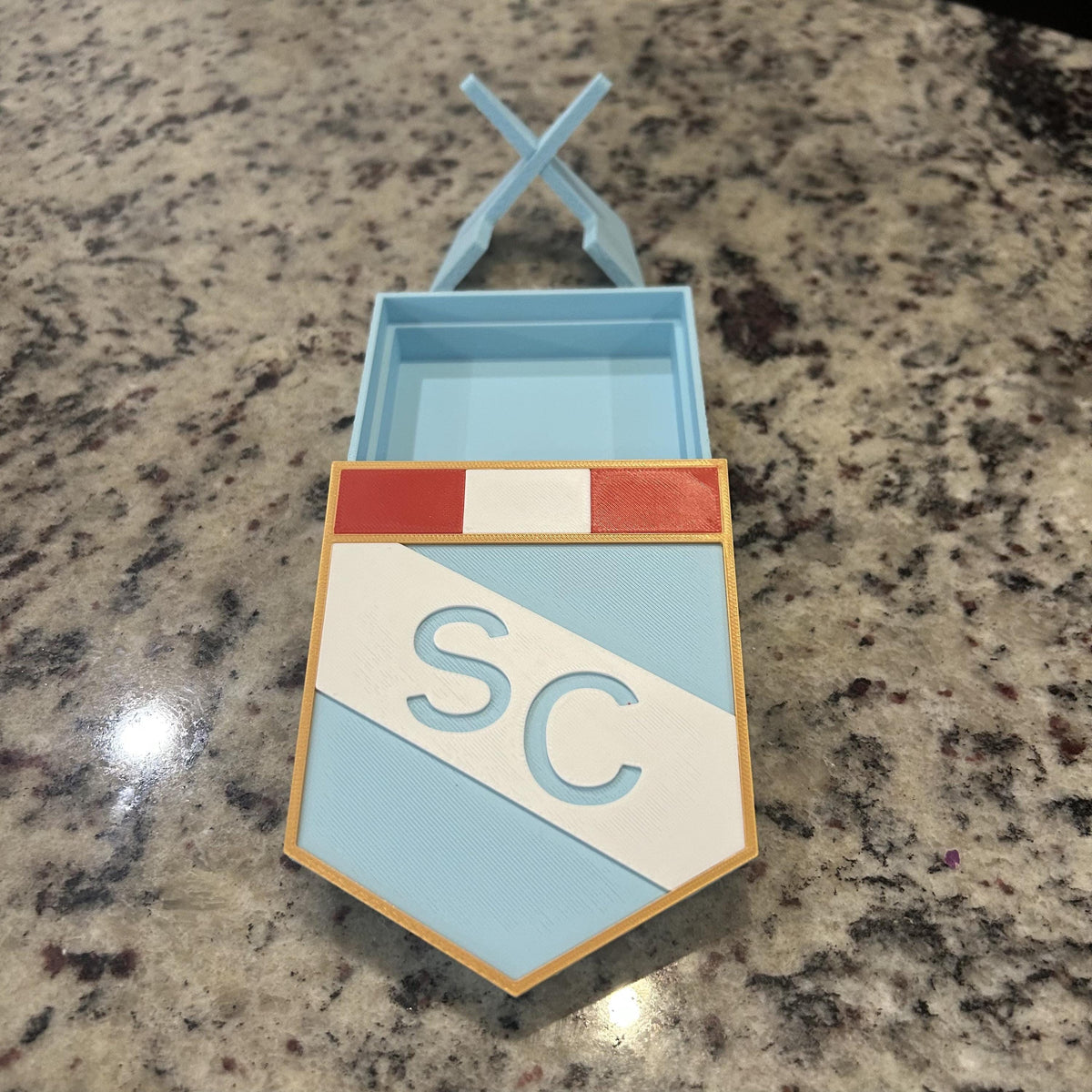 Sporting Cristal 3D Printed Crest Display with Stand; 3D printed fan gift, made in USA