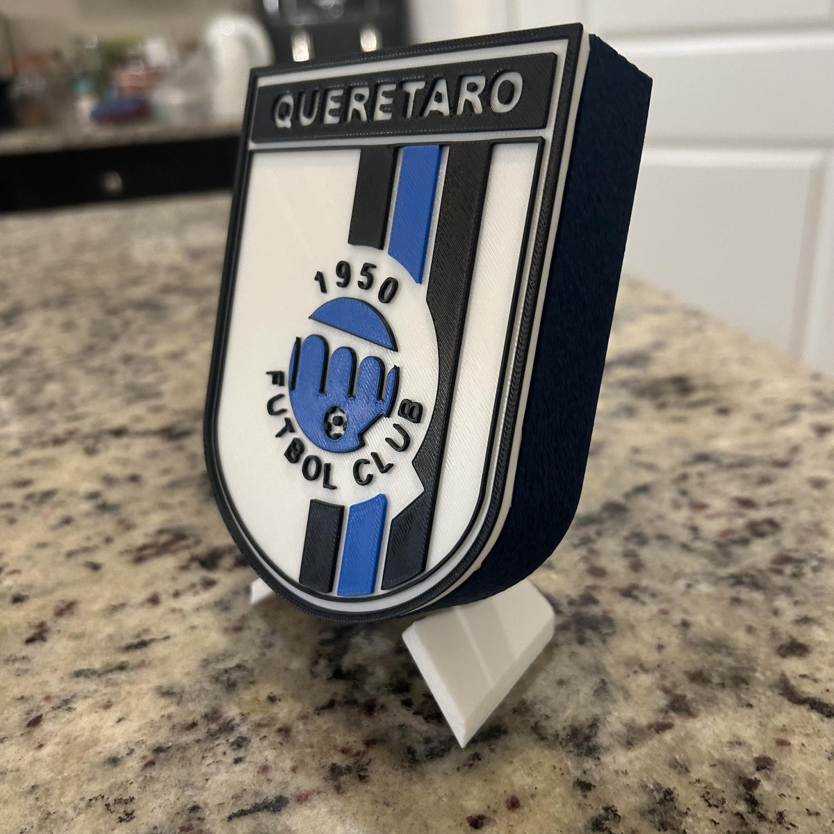 Queretaro FC 3D Printed Crest Display with Stand; 3D printed fan gift, made in USA