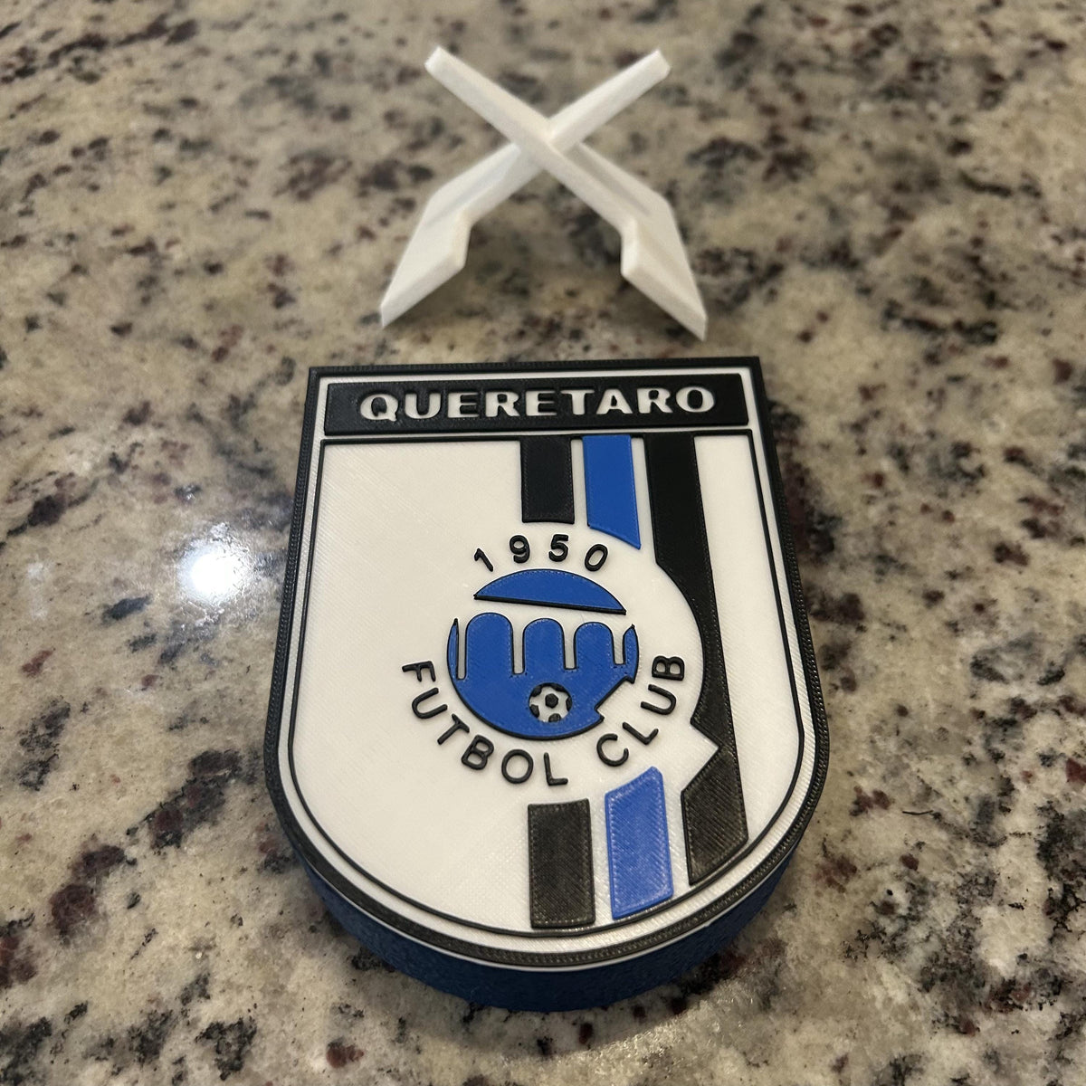 Queretaro FC 3D Printed Crest Display with Stand; 3D printed fan gift, made in USA