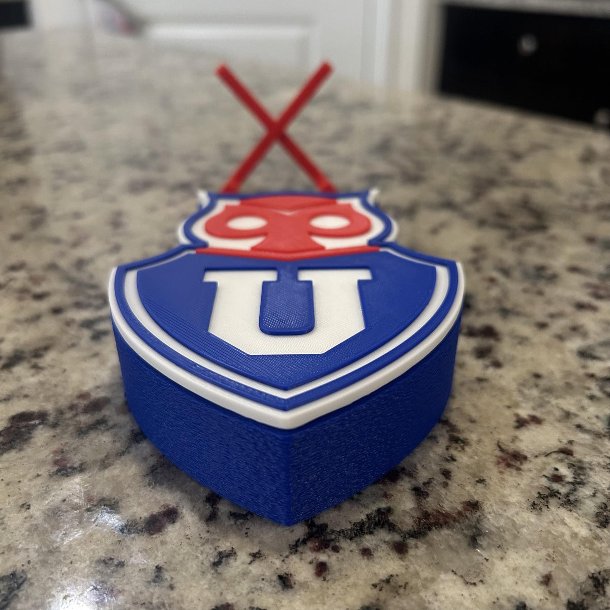 Universidad de Chile 3D Printed Crest Display with Stand; 3D printed fan gift, made in USA