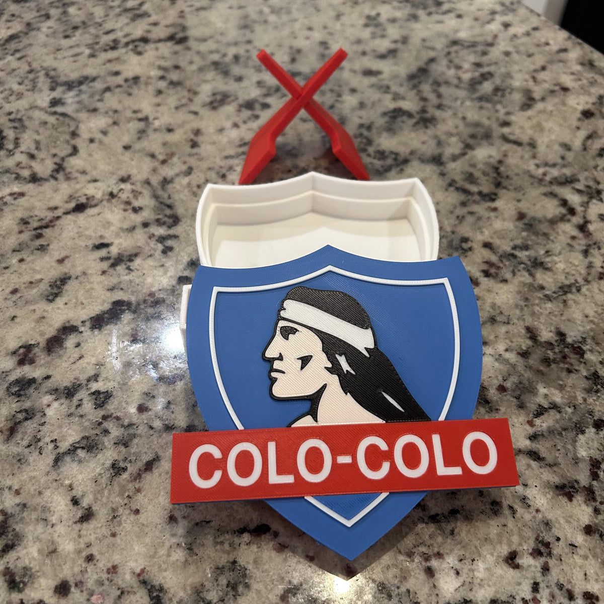Colo-Colo 3D Printed Crest Display with Stand; 3D printed fan gift, made in USA