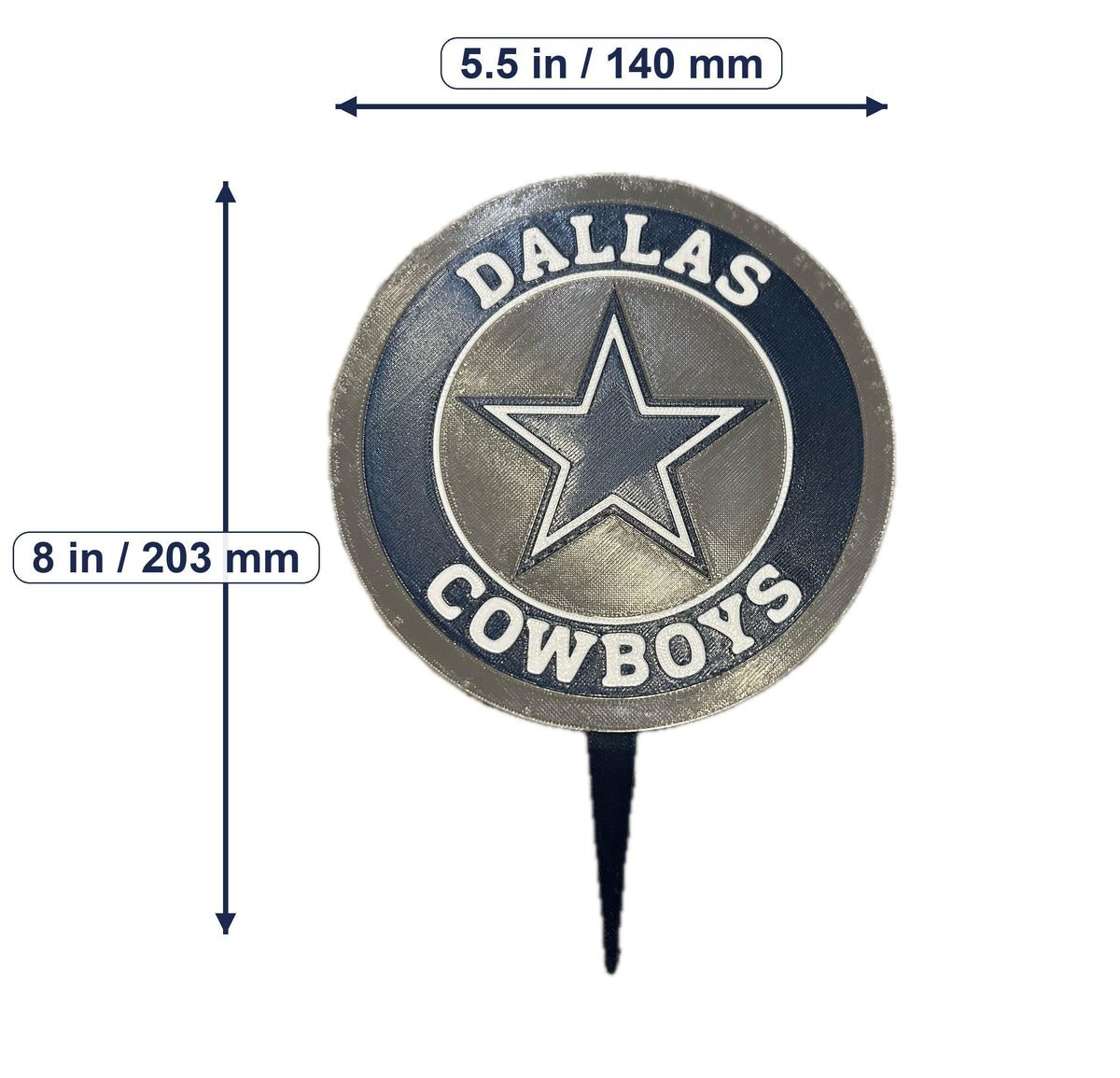 Dallas Cowboys 3D printed cake topper and cupcake toppers, food-grade PETG star disc, NFL football birthday party decor, made in USA