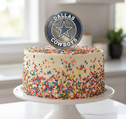 Dallas Cowboys 3D printed cake topper and cupcake toppers, food-grade PETG star disc, NFL football birthday party decor, made in USA