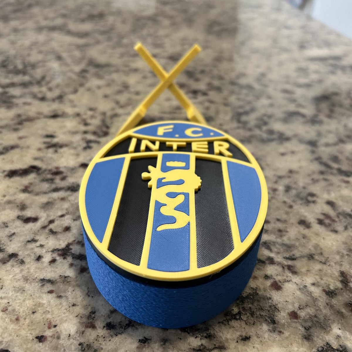 Inter Milan Vintage Crest 1960-1963 with stand; 3D printed fan gift, made in USA