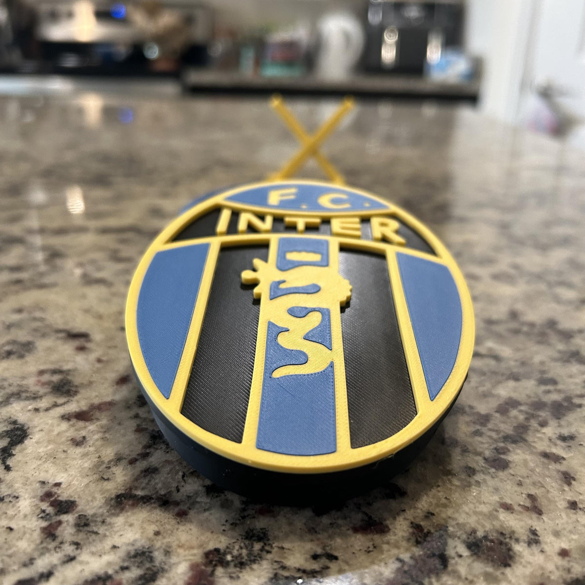 Inter Milan Vintage Crest 1960-1963 with stand; 3D printed fan gift, made in USA