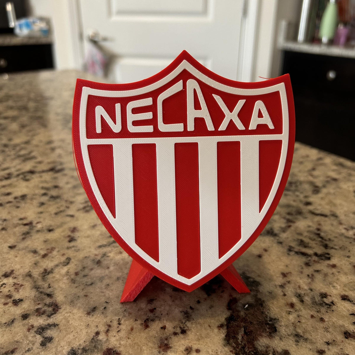 Club Necaxa 3D Printed Crest Display with Stand; 3D printed fan gift, made in USA