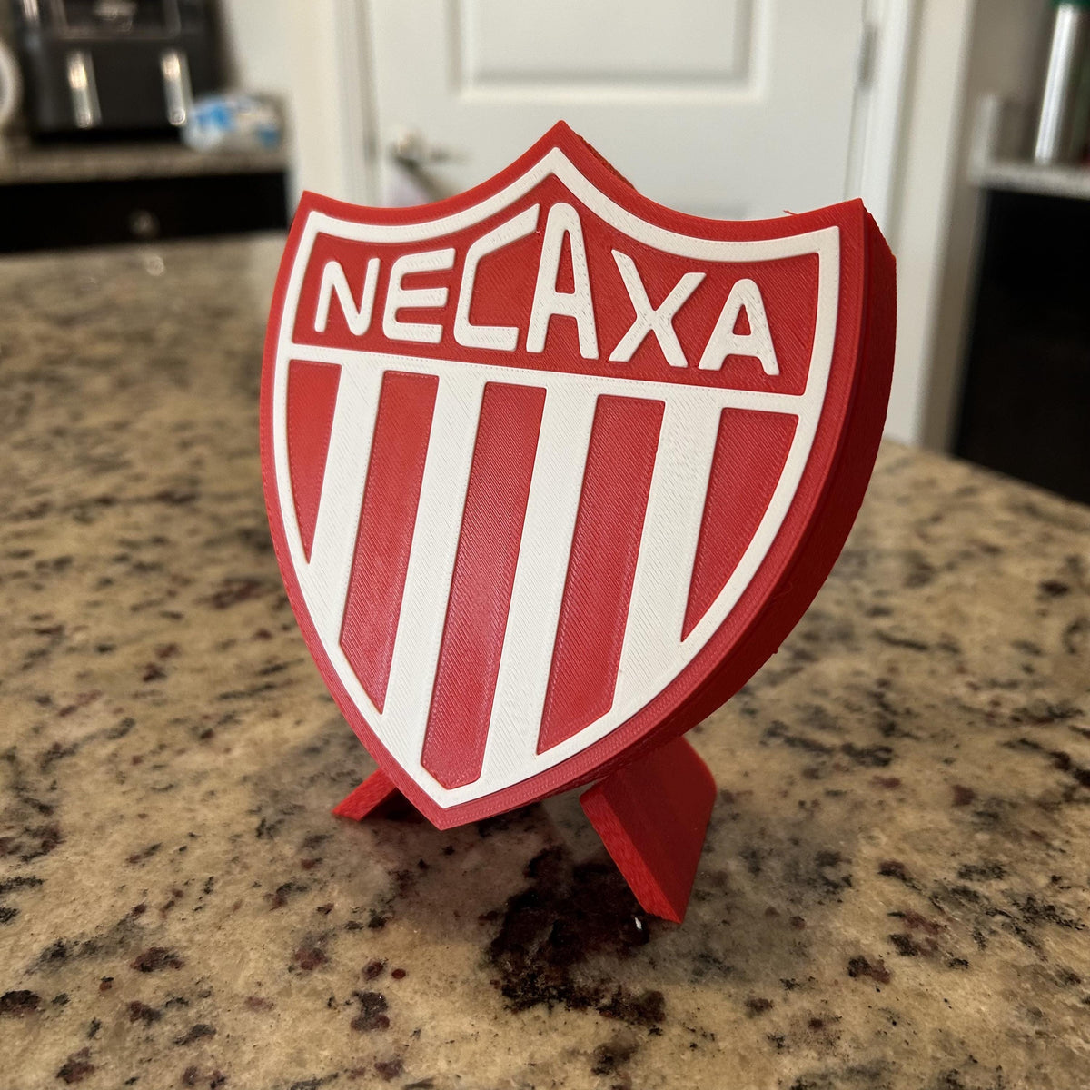 Club Necaxa 3D Printed Crest Display with Stand; 3D printed fan gift, made in USA