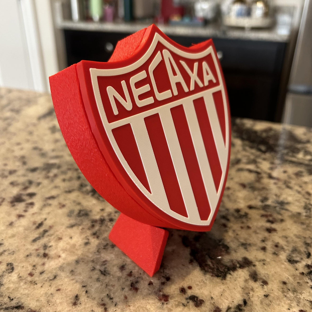 Club Necaxa 3D Printed Crest Display with Stand; 3D printed fan gift, made in USA