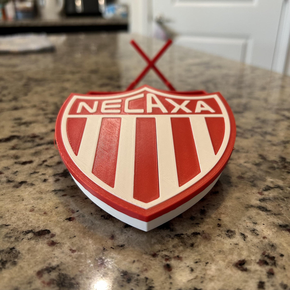 Club Necaxa 3D Printed Crest Display with Stand; 3D printed fan gift, made in USA