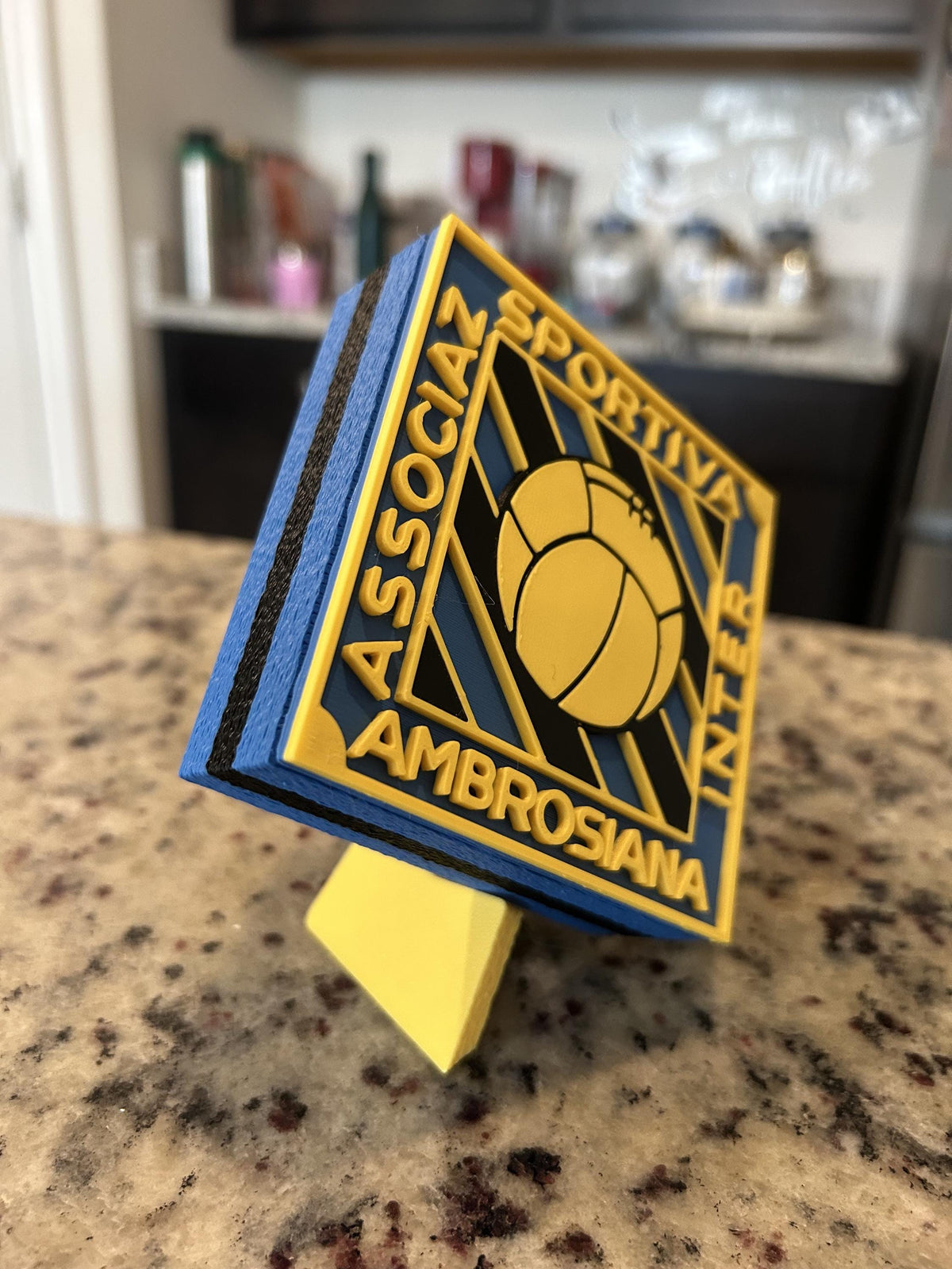 Inter Milan Vintage Crest 1933-1945 with stand; 3D printed fan gift, made in USA