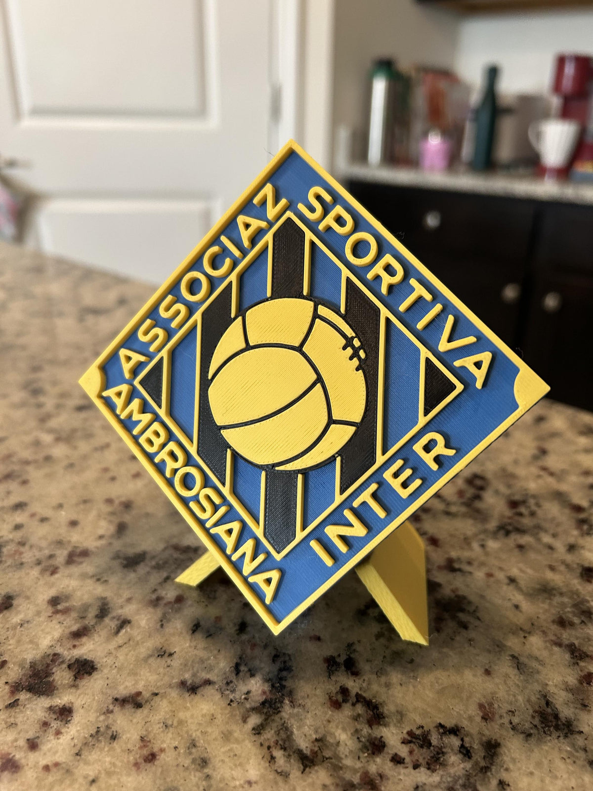 Inter Milan Vintage Crest 1933-1945 with stand; 3D printed fan gift, made in USA