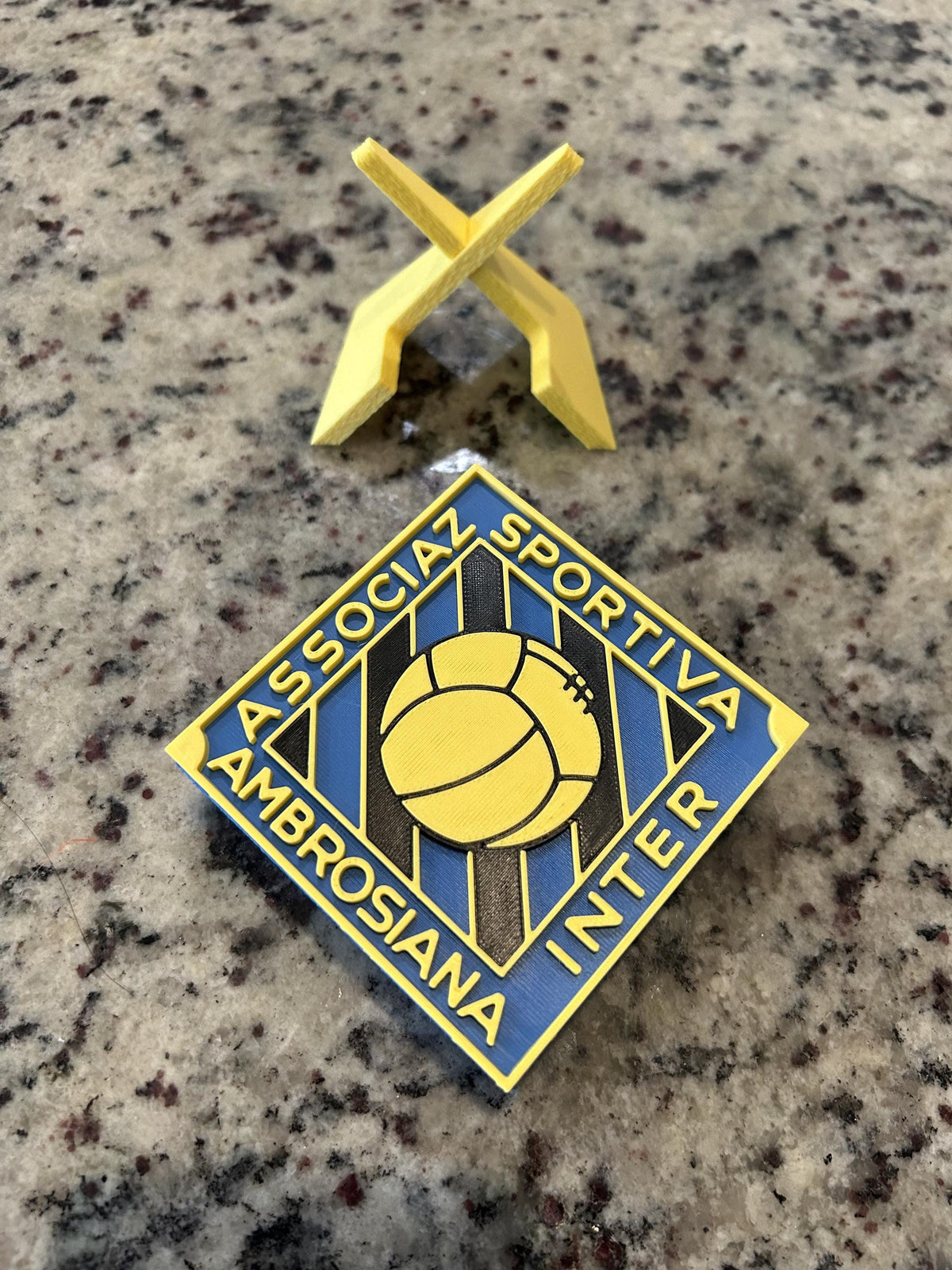 Inter Milan Vintage Crest 1933-1945 with stand; 3D printed fan gift, made in USA