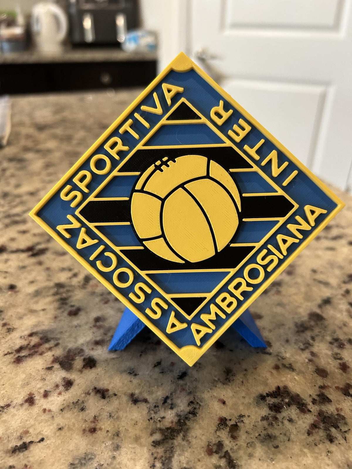 Inter Milan Vintage Crest 1933-1945 with stand; 3D printed fan gift, made in USA