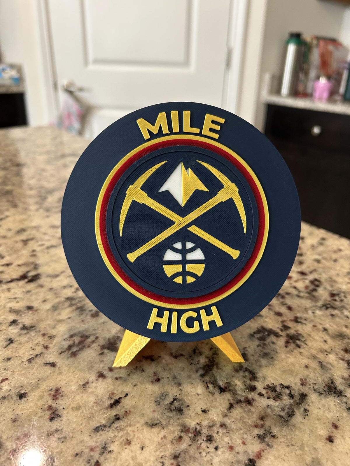 Denver Nuggets Personalized Roundel Display with Stand; 3D printed fan gift, made in USA
