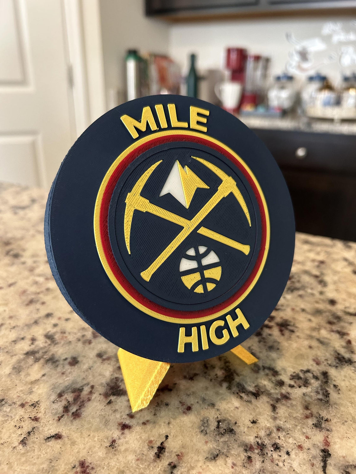 Denver Nuggets Personalized Roundel Display with Stand; 3D printed fan gift, made in USA