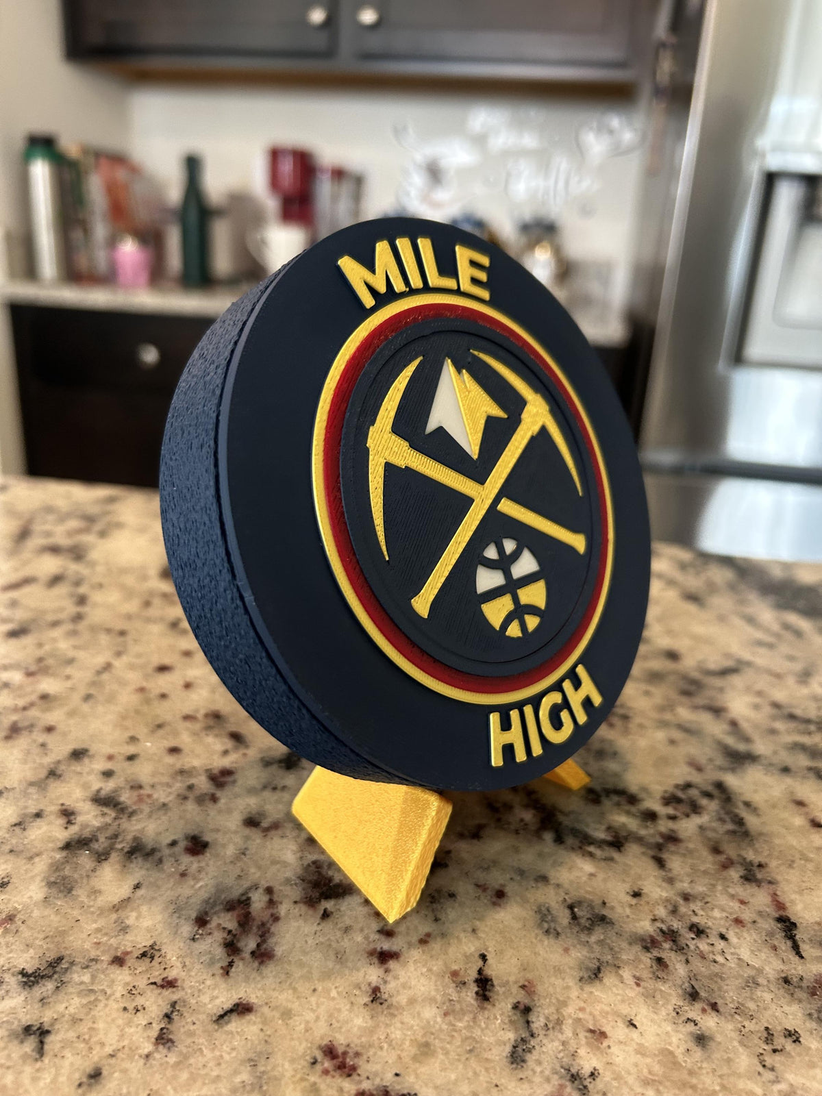 Denver Nuggets Personalized Roundel Display with Stand; 3D printed fan gift, made in USA