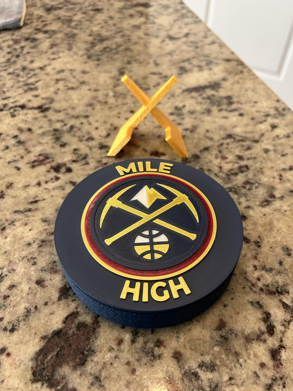 Denver Nuggets Personalized Roundel Display with Stand; 3D printed fan gift, made in USA