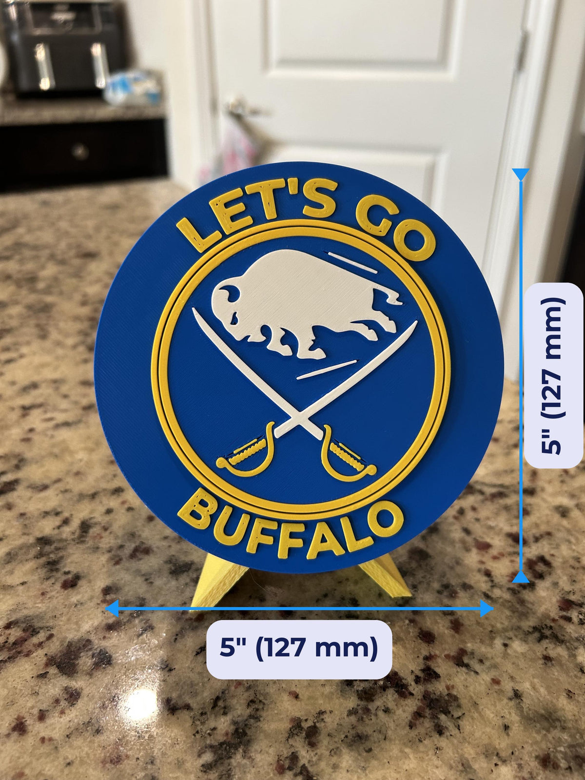 Buffalo Sabres Personalized Roundel Display with Stand; 3D printed fan gift, made in USA