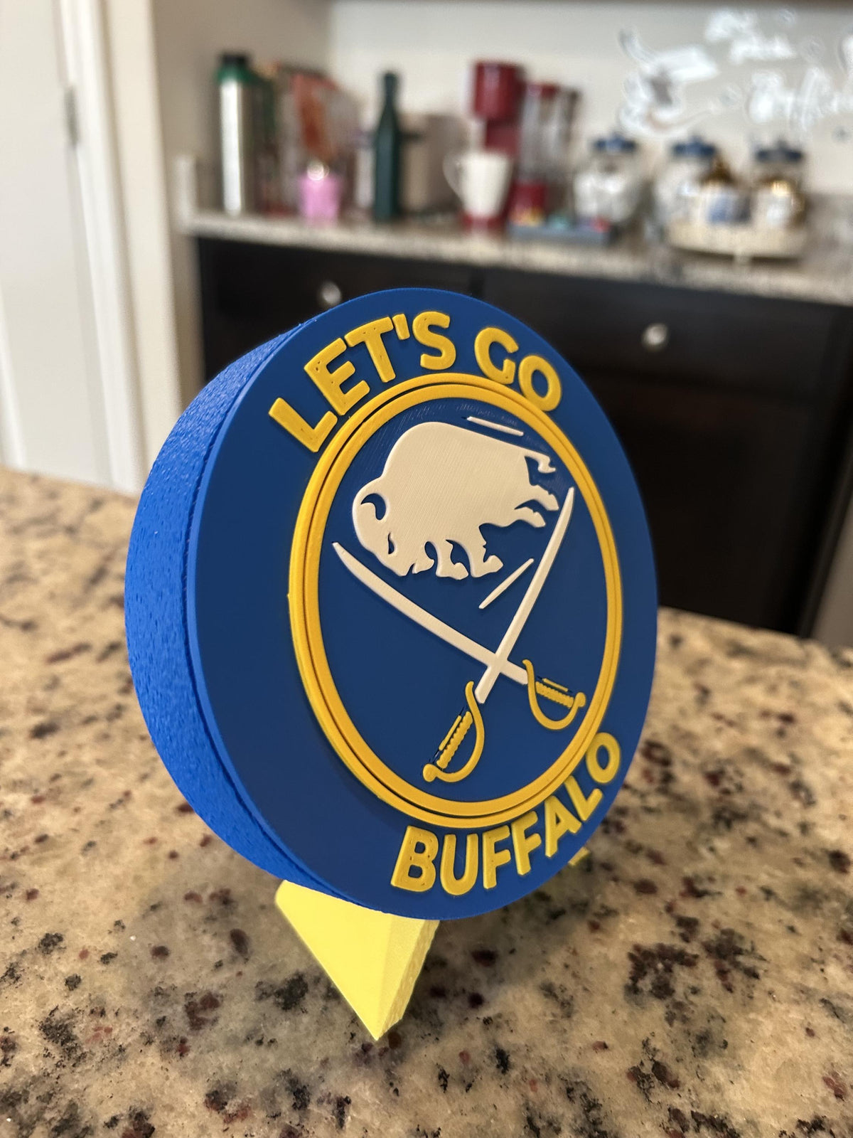 Buffalo Sabres Personalized Roundel Display with Stand; 3D printed fan gift, made in USA