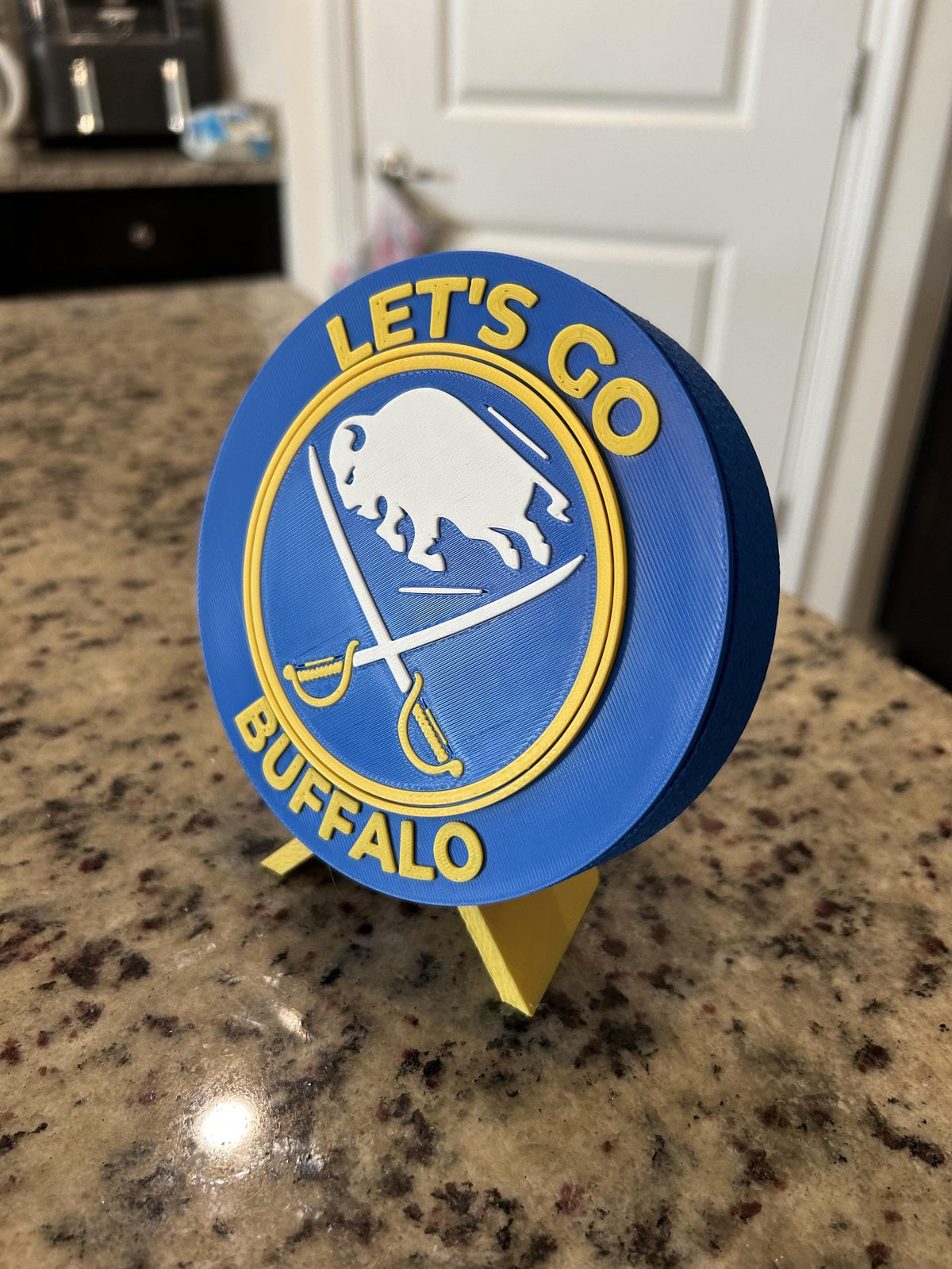 Buffalo Sabres Personalized Roundel Display with Stand; 3D printed fan gift, made in USA