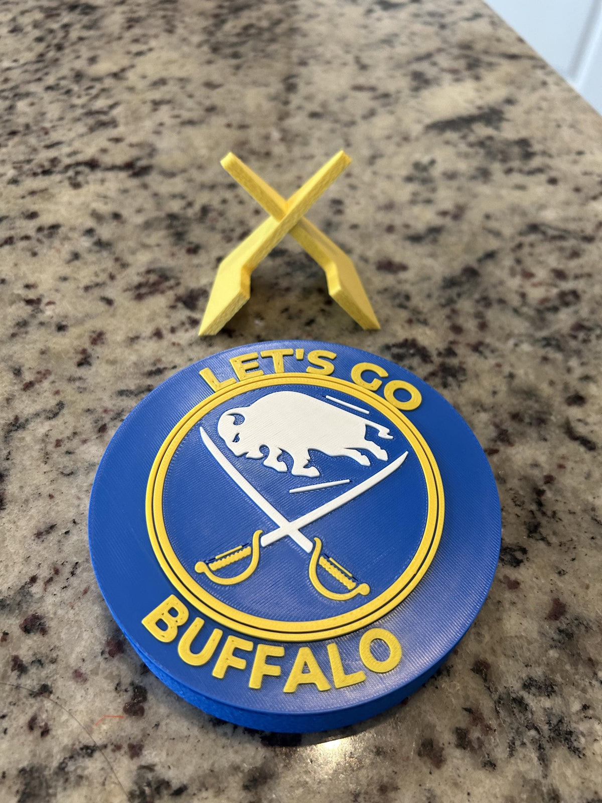 Buffalo Sabres Personalized Roundel Display with Stand; 3D printed fan gift, made in USA