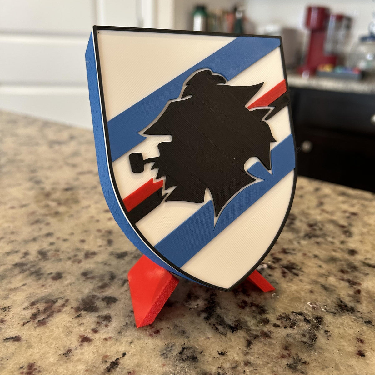 3D Printed Sampdoria Crest Display with Stand; 3D printed fan gift, made in USA