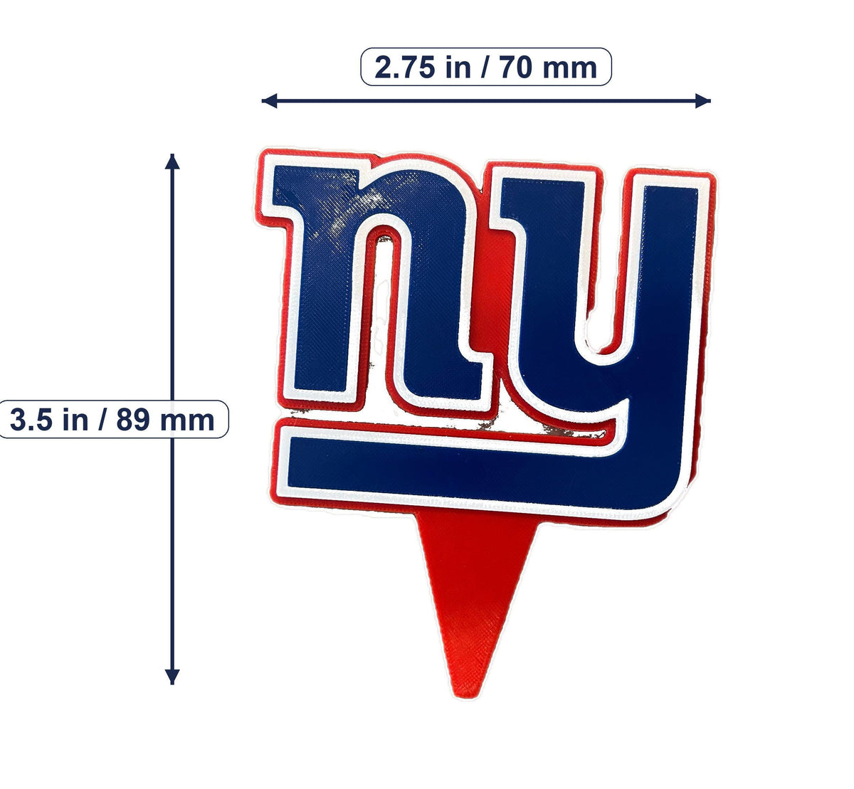 New York Giants 3D printed cake topper and cupcake toppers, food-grade PETG ny logo, NFL football birthday party decor, made in USA
