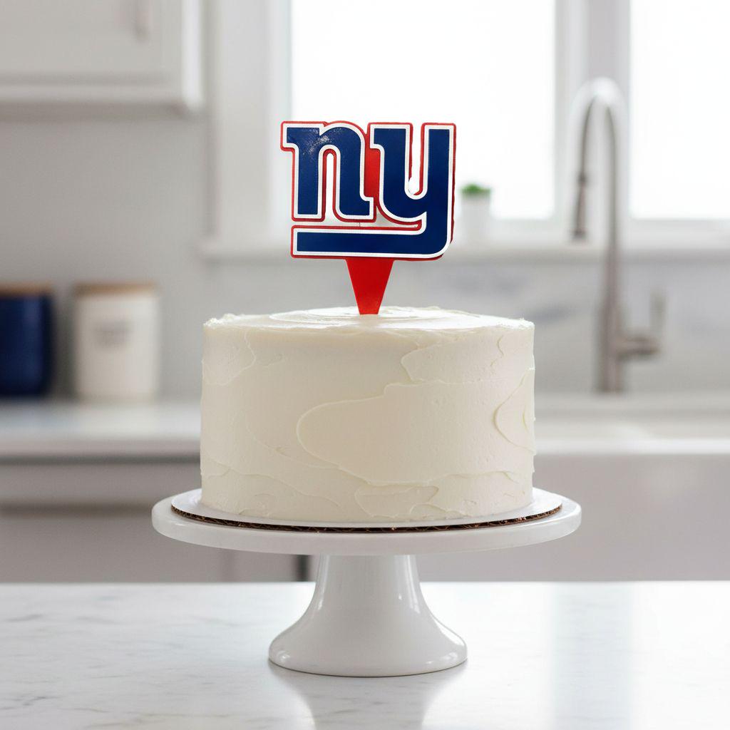 New York Giants 3D printed cake topper and cupcake toppers, food-grade PETG ny logo, NFL football birthday party decor, made in USA