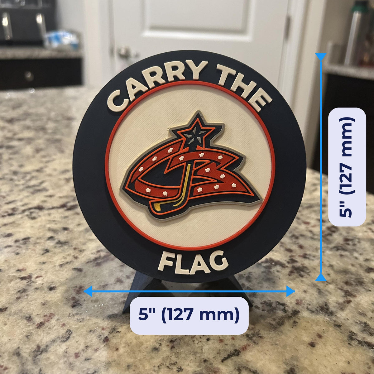 Columbus Blue Jackets Personalized Roundel Display NHL with stand and hidden stash box; 3D printed fan gift, made in USA