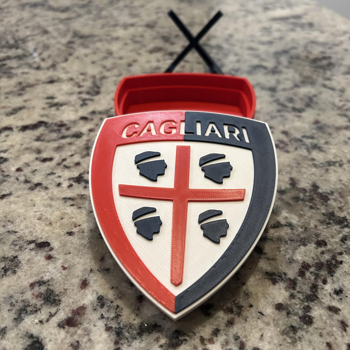 3D Printed Cagliari Crest Display with Stand; 3D printed fan gift, made in USA