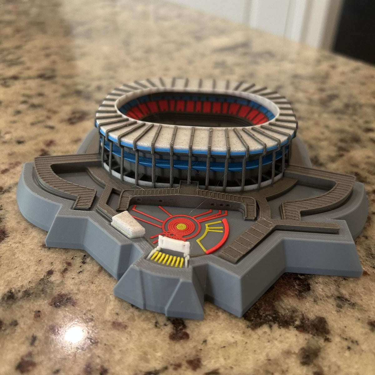 Estadio Azteca 3D printed multicolor stadium replica of the iconic Mexico City soccer stadium, limited edition collector display with Aztec sun base, made in USA