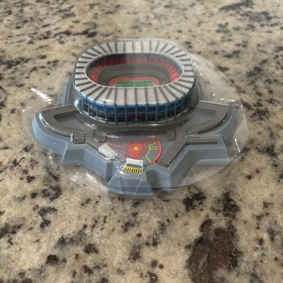 Estadio Azteca 3D printed multicolor stadium replica of the iconic Mexico City soccer stadium, limited edition collector display with Aztec sun base, made in USA
